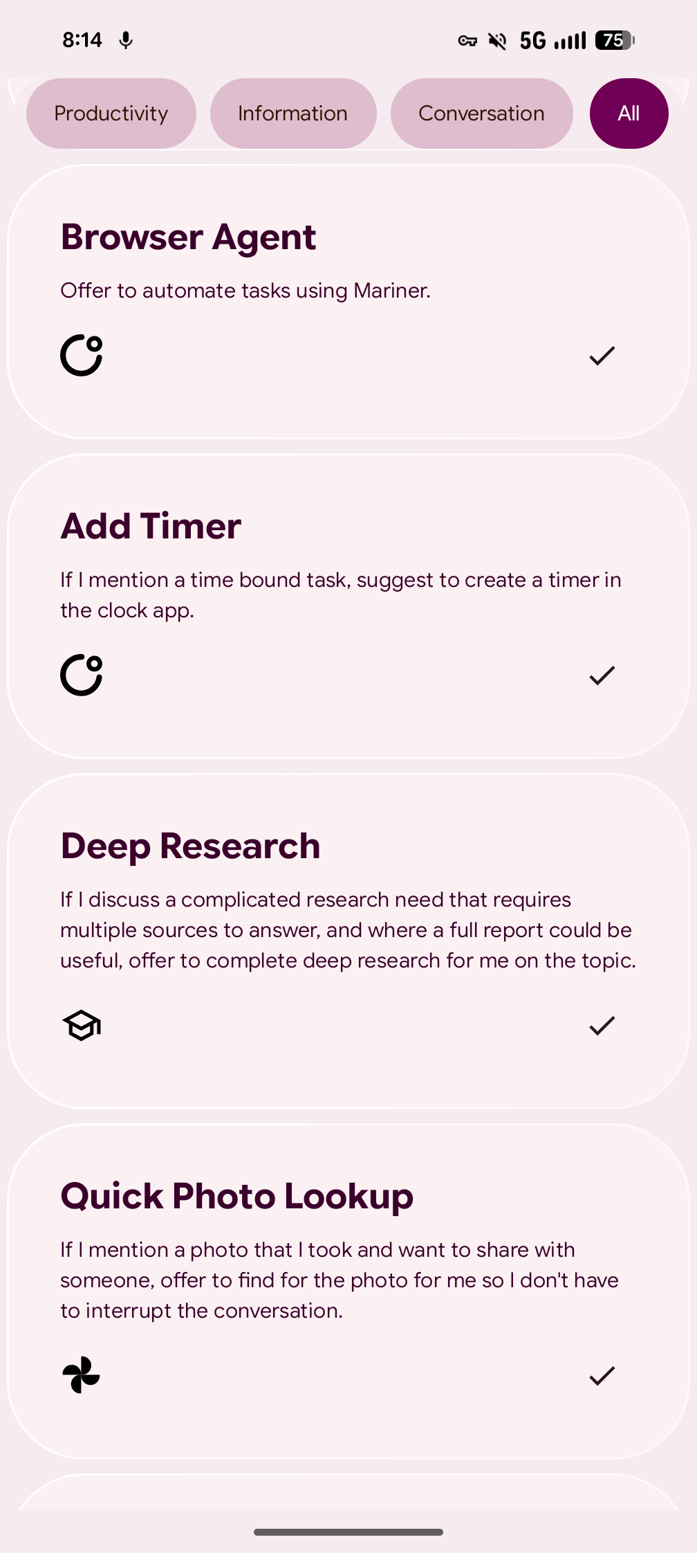 COSMO AI skills including Browser Agent, Add Timer, Deep Research and Quick Photo Lookup