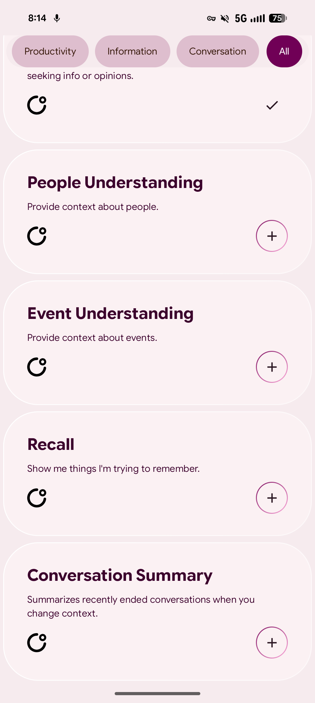 COSMO AI skills including Event Understanding, Recall and Conversation Summary